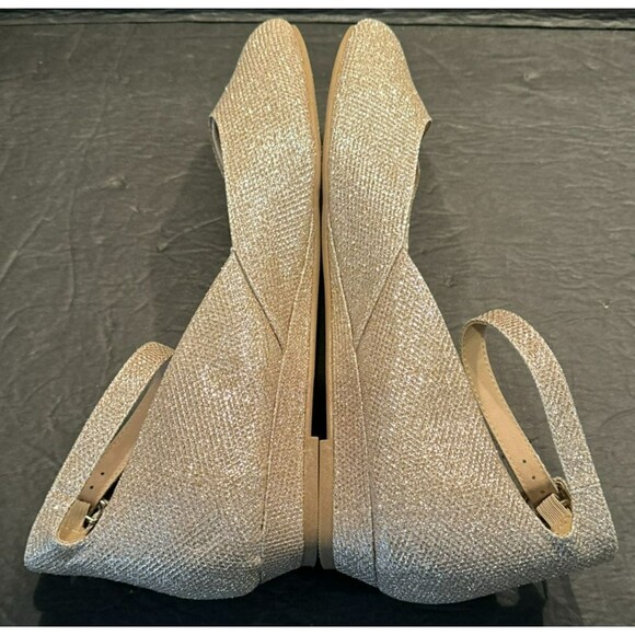 DREAM PAIRS 'Revona' Gold Glitter Wedge Ankle Strap Flats Shoes Women's Size 11 - Picture 5 of 7
